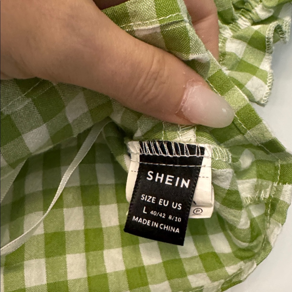 Green Gingham Women's Crop Top - Picture 2 of 6